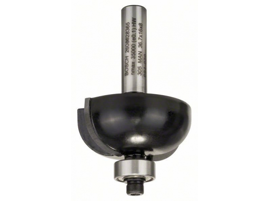 Dlabací fréza s kuličkovým ložiskem, 8 mm, R1 12 mm, D 36,7 mm, L 16 mm, G 58 mm
