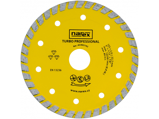 DIA 125 TP - Diamantový dělicí kotouč pro stavební materiály TURBO PROFESSIONAL 