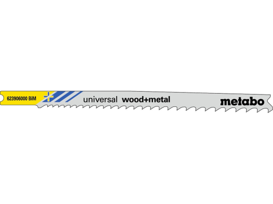 5 U- plátků pro přímočaré pily "universal wood + metal" 107/ 2,4-5,0 mm, progresivní, BiM, univerzální stopka
