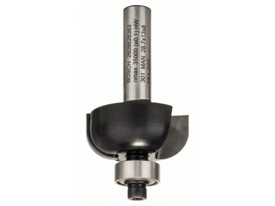 Dlabací fréza s kuličkovým ložiskem, 8 mm, R1 8 mm, D 28,7 mm, L 13 mm, G 54 mm